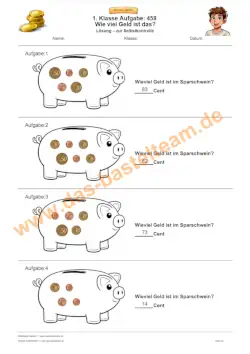 Arbeitsblatt Vorschau Geld zählen mit Münzen