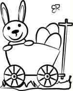 Windowcolor vorlage Osterhase im Handwagen mit Ostereiern, osterhase